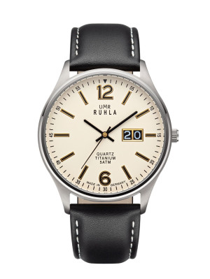 Uhren Manufaktur Ruhla - Armbanduhr Big Date beige - made in Germany