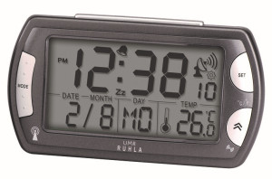 UMR Funkwecker mit großen LC-Display, Kalender, Temperatur- und Funksignalanzeige, grau