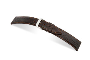 Bracelet cuir Bahia 24mm moka avec cuir crocodile en relief