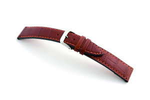 Bracelet en cuir Tampa 20mm acajou avec gaufrage alligator