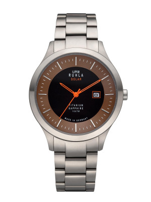 Uhren Manufaktur Ruhla - Armbanduhr Solar Ø 41mm Titan, braun-schwarzes Zifferblatt
