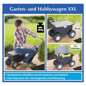 Garden and hobby trolley XXL - comfortable working in the garden, at home and in the workshop