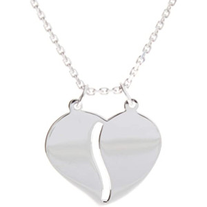 Necklace with partner pendant heart-shaped, silver 925/rh