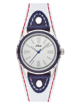 s.Oliver bracelet-montre en cuir blanc SO-2068-LQ