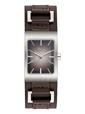 s.Oliver bracelet-montre en cuir brun SO-2019-LQ
