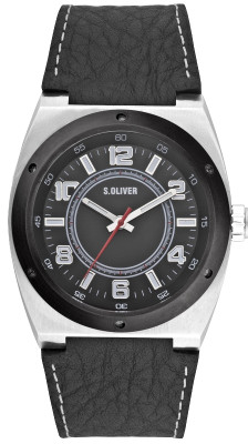 s.Oliver bracelet-montre en cuir noir SO-1905-LQ