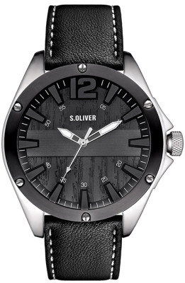 s.Oliver bracelet-montre en cuir noir SO-2829-LQ