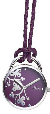 s.Oliver bracelet-montre en cuir lilas SO-2785-LQ