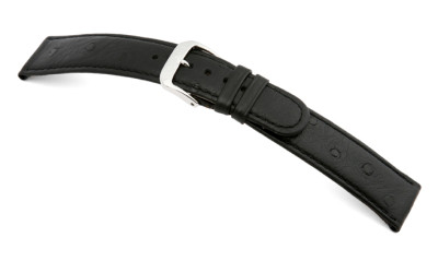 Lederband Dundee 14mm schwarz mit Straußennarbung