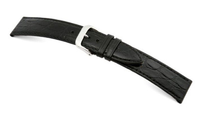 Lederband Bahia 22mm schwarz mit Krokodillederprägung
