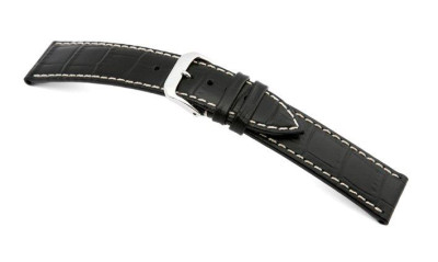 Lederband Saboga 20mm schwarz mit Alligatorprägung