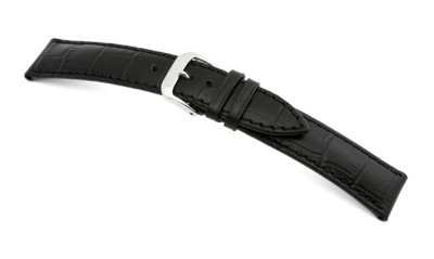 Bracelet-montre en cuir Jackson 19mm noir avec marque d'alligator