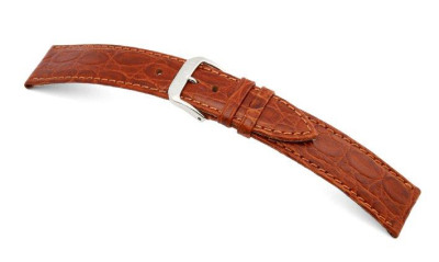 Bracelet-montre en cuir Bahia 20mm cognac avec marque de crocodile