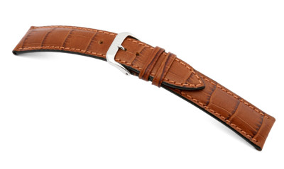 Bracelet-montre en cuir Jackson 19mm cognac avec marque d'alligator