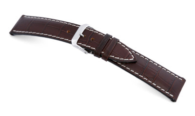 Bracelet-montre en cuir Tupelo 22mm moka avec marque d'alligator