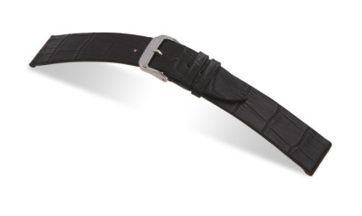 Lederband Charleston 16mm schwarz mit Alligatorprägung