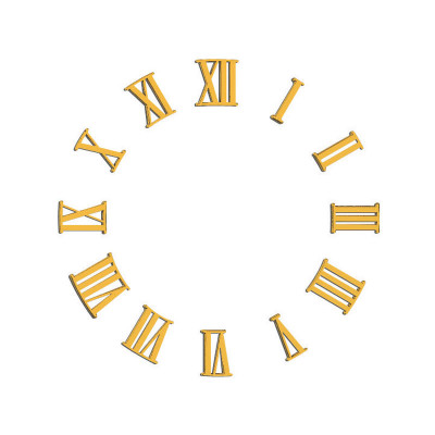 Zahlensatz römische Zahlen Kunststoff vergoldet L=18mm