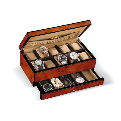 Boîte à montres en bois d'orme pour 10 montres
