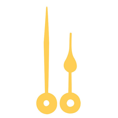 Zeigerpaar für Quarzuhren Birne gelb poliert Minutenzeiger-L:40mm Std.-Z.-Ø:4 Min.-Z.-Ø:2,4