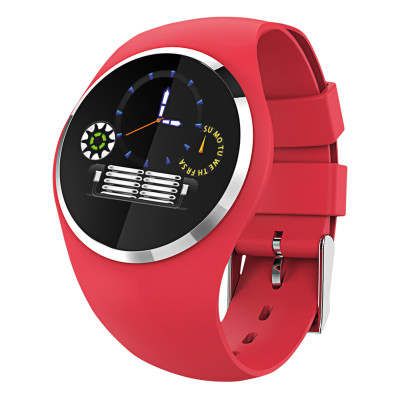 Fitness Tracker, rouge, avec écran couleur rond