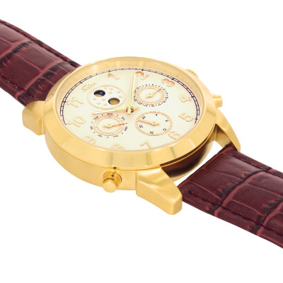SELVA Herren-Armbanduhr »Santos« - Sonne/Mond - vergoldet