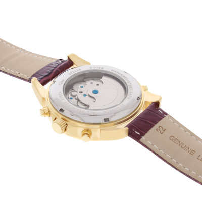 SELVA Herren-Armbanduhr »Santos« - Sonne/Mond - vergoldet
