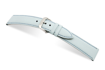 SELVA bracelet en cuir pour changer facilement 18mm bleu glacé avec couture - MADE IN GERMANY