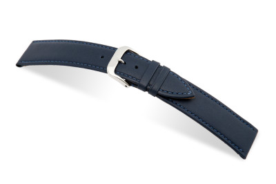 SELVA bracelet en cuir pour changer facilement 24mm bleu océan avec couture - MADE IN GERMANY