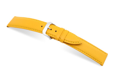 SELVA Lederband zum einfachen Wechseln 20mm gelb mit Naht - MADE IN GERMANY