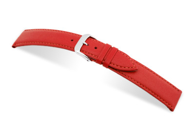 SELVA Lederband zum einfachen Wechseln 20mm rot mit Naht - MADE IN GERMANY