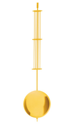 Pendule mécanique à grille laiton poli jaune L:600mm Ø:140mm