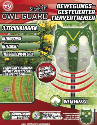 Garteneule Owl Guard - Bewegungsgesteuerter Tiervertreiber