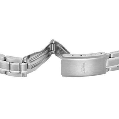 SELVA montre-bracelet à quartz avec bracelet en acier inoxydable, cadran noir Ø 27mm