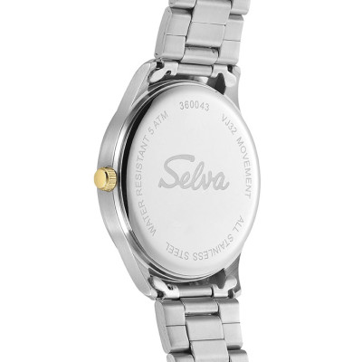 SELVA montre-bracelet à quartz avec bracelet en acier inoxydable bicolore, cadran blanc Ø 39mm