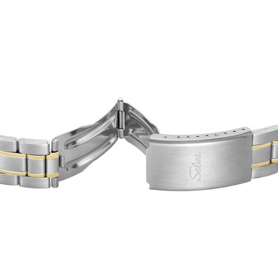 SELVA Quarz-Armbanduhr mit Edelstahlband bicolor, Zifferblatt weiß Ø 39mm