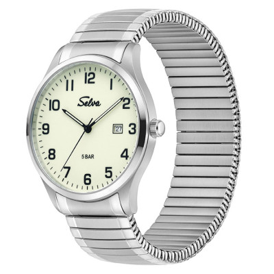 SELVA montre-bracelet à quartz avec bracelet à tirette cadran lumineux Ø 39mm