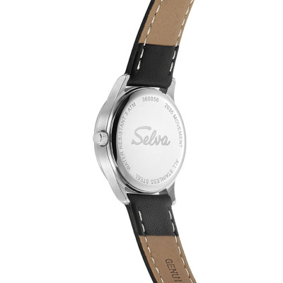 SELVA montre-bracelet à quartz avec bracelet en cuir cadran argenté Ø 27mm
