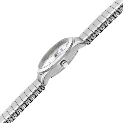 SELVA Quarz-Armbanduhr mit Zugband, Zifferblatt silber Ø 27mm