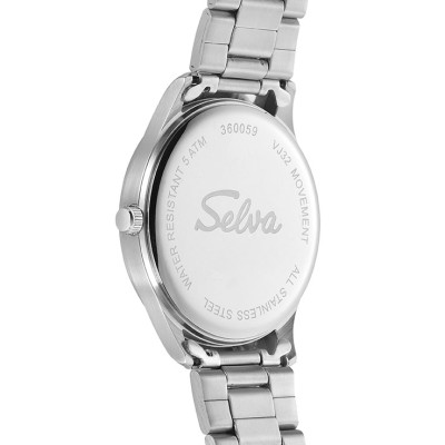 SELVA montre-bracelet à quartz avec bracelet en acier inoxydable, cadran noir Ø 39mm