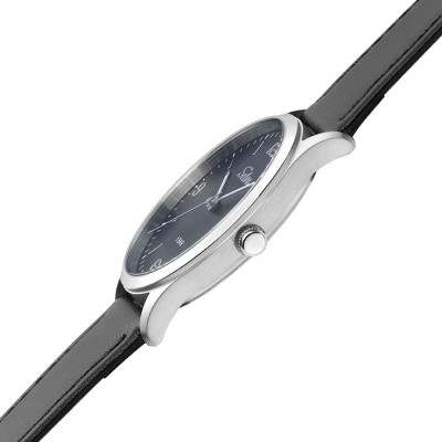 SELVA montre-bracelet à quartz avec bracelet en cuir, cadran noir Ø 39mm