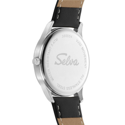 SELVA montre-bracelet à quartz avec bracelet en cuir, cadran argenté Ø 39mm