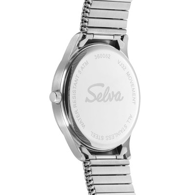 SELVA montre-bracelet à quartz avec bande de traction, cadran argenté Ø 39mm