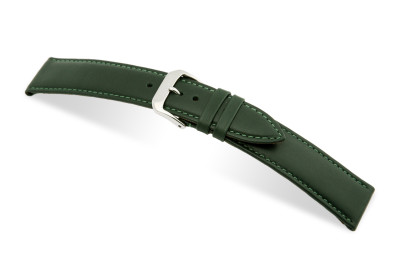 SELVA bracelet en cuir pour changer facilement 24mm vert forêt avec couture - MADE IN GERMANY