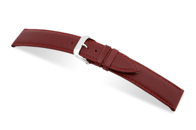 SELVA bracelet en cuir pour changer facilement 22mm bordeaux avec couture - MADE IN GERMANY