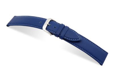 SELVA bracelet en cuir facile à changer 20mm bleu royal avec couture - MADE IN GERMANY