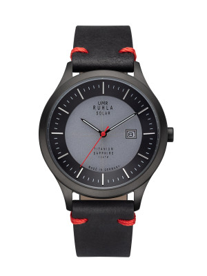 Uhren Manufaktur Ruhla - Watch Solar Ø 41mm Titanium/ leather strap vegan black