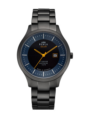 Uhren Manufaktur Ruhla - Armbanduhr Solar Ø 41mm Titan, dunkelblau-schwarzes Zifferblatt