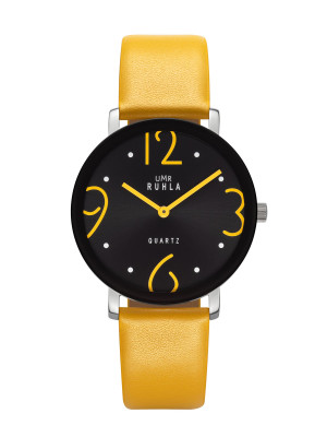 Uhren Manufaktur Ruhla - Quartz wristwatch - yellow leather strap