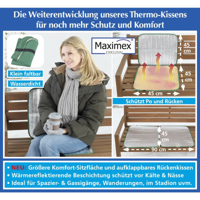 Thermo Sitz-& Rückenkissenkissen XL - auch für schwerere Personen