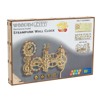 Wooden City: Steampunk Wall Clock